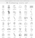 Vector Camping ultra modern outline line icons for web and apps. Royalty Free Stock Photo