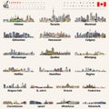 Vector Canada largest cities and all states capitals skylines Royalty Free Stock Photo