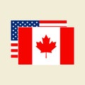 Vector Canadian and American Flags set