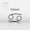 Vector cancer zodiac icon in flat style. Astrology sign illustration pictogram. Cancer horoscope business concept Royalty Free Stock Photo