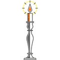 Vector candle holder, vintage candlestick illustration on white