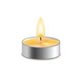 Vector candle wax isolated decoration. Candlelight flame for celebration. Glowing realistic candle light on transparent