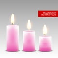 Vector candle wax isolated decoration. Candlelight flame for celebration. Glowing realistic candle light on transparent