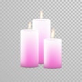 Romantic candle flame burning candles vector set