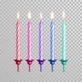 Birthday cake candles color vector set