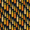 Vector candles seamless pattern. Doodle background for Halloween seamless pattern.