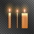 Vector candles on transparent background.