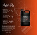 Vector canister oil bottle engine, oil background, illustration
