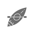 Vector canoe, rafting boat, kayaking grey icon.