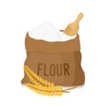 Vector canvas bag with white flour, scoop, ears Royalty Free Stock Photo