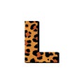 Vector capital letter L with wild leopard skin print.