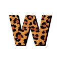 Vector capital letter W with wild leopard skin print.