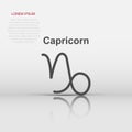 Vector capricorn zodiac icon in flat style. Astrology sign illustration pictogram. Capricorn horoscope business concept Royalty Free Stock Photo
