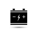 Vector of car battery with positive and negative poles symbol icon isolated on white background. Royalty Free Stock Photo