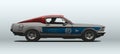 Classic muscle car in racing colors. Vector illustration. Side view with perspective. Royalty Free Stock Photo