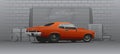 Orange muscle car in vector.