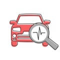 Vector car diagnostics icon on cartoon style on white isolated background