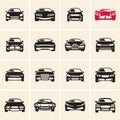 Vector car icons front view