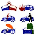 Vector car insurance and risk icons set.