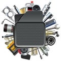 Vector Car Mat with Car Spares Royalty Free Stock Photo