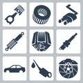 Vector car parts icons set