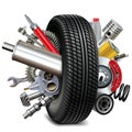 Vector Car Parts with Tire Royalty Free Stock Photo