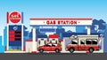 Car refueling in gas station