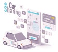 Vector car sharing and hire app concept