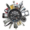 Vector Car Spares Concept with Speedometer Royalty Free Stock Photo