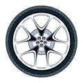 Vector car tire and alloy wheel Royalty Free Stock Photo