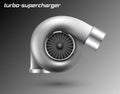 Vector car turbocharger isolated on transparent background. Realistic metal turbine icon. Tuning turbo superchardger. Royalty Free Stock Photo