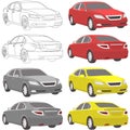 Vector car two view front and back Royalty Free Stock Photo