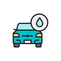 Vector car wash, auto washing flat color line icon.