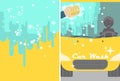 Vector car wash banner for advert. Yellow