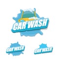 Vector Car wash icons set isolated on white.