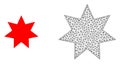 Vector Carcass Mesh Eight Corner Star and Flat Icon