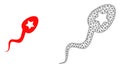 Vector Carcass Mesh Sperm Winner and Flat Icon Royalty Free Stock Photo