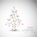 Vector Card With Abstract Christmas Tree Made From Lines And Dots