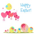 Vector card with bird and Easter Eggs