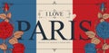 Retro postcard or banner with words I love Paris Royalty Free Stock Photo