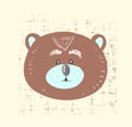 Vector card with cute bear. Illustration for children s prints, greetings, posters, t-shirt, packaging, invites. Element Royalty Free Stock Photo