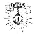 Vector card Daddy no 1 with medal for Happy Fathers day Royalty Free Stock Photo