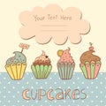 Vector card design with sweet cupcakes