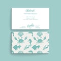 Vector card design. Vector business card template with decorative ornament, original design, floral decoration, seamless pattern i