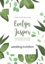 Vector card floral design with green watercolor, herbs, leaves e Royalty Free Stock Photo