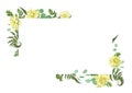 Vector card flowers of yellow dahlia watercolor, eucalyptus, for