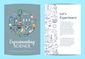 Vector card or flyer template with sketched science or chemistry elements on plain background and place for text Royalty Free Stock Photo