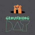 Vector card for groundhog day