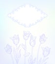 Vector card with hand drawn tulips on light blue Royalty Free Stock Photo