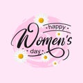 Vector card Happy Womens day with white spring flowers